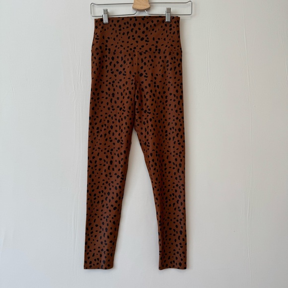 Beach Riot Ayla Legging M Brown Black Spot Leopard Print High Waist Stretch USA - Picture 3 of 7
